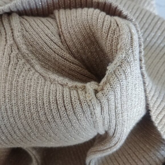 Ralph Lauren gold tan metallic ribbed cotton turtleneck sweater PP - Picture 8 of 13